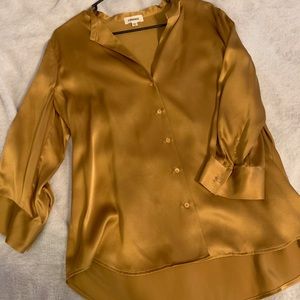 L’agence Silk Button Down in Dark Gold
